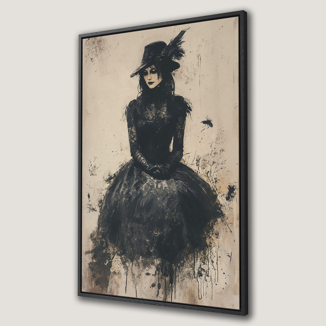 Framed Wall Art: Majestic raven perched on vintage books. Dramatic, textured painting with warm, earthy tones. Perfect gothic decor for your home.