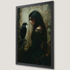 Gothic Woman and Raven Art Poster - Dark Academia Decor