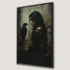 Gothic Woman and Raven Canvas Print in Dark Academia Style