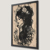 Gothic Woman Portrait Art Poster with Floral Accents