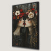 Gothic Women Canvas Print with Floral Crowns in Enchanted Forest