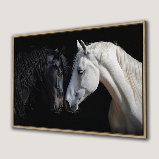 Graceful Black and White Horse Canvas Print Art