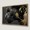 Graceful Black Panther Canvas Print with Golden Accents