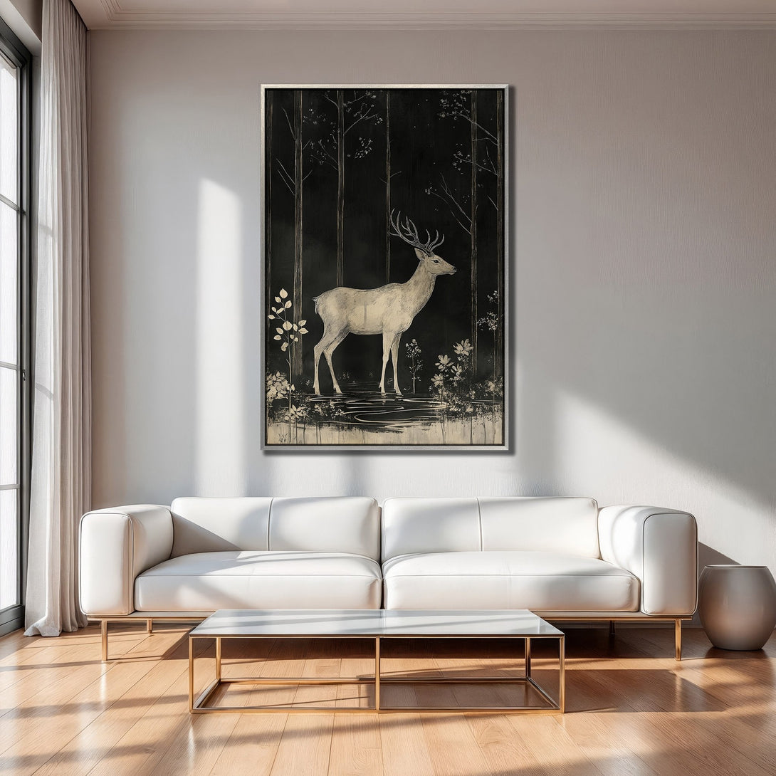 Framed Wall Art featuring a woman in a vintage gown, with a dark, moody color palette. Elegant decor for your home, adding a touch of classic art.