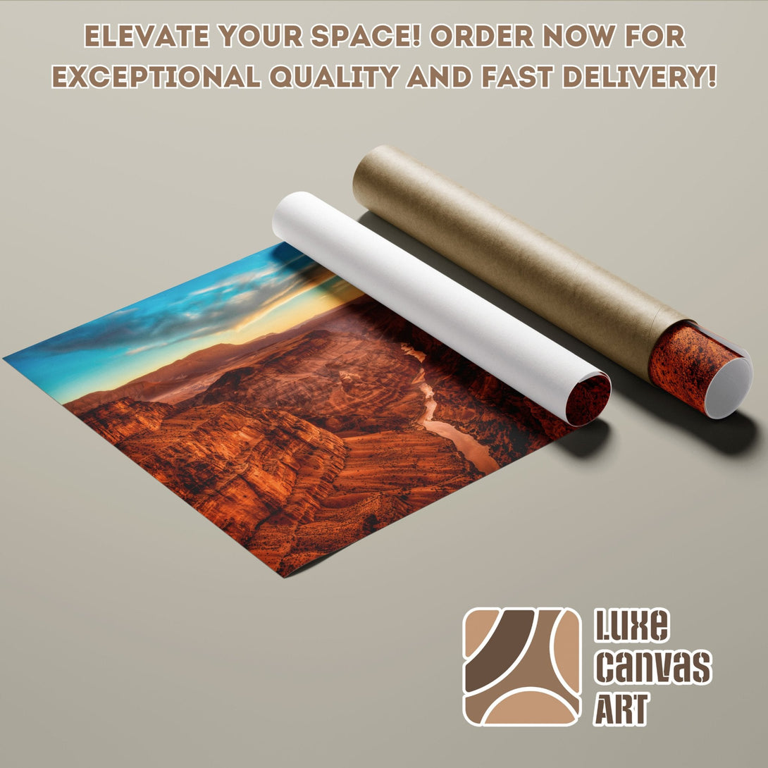Poster Roll featuring a stunning canyon landscape in warm earth tones. Elevate your space!