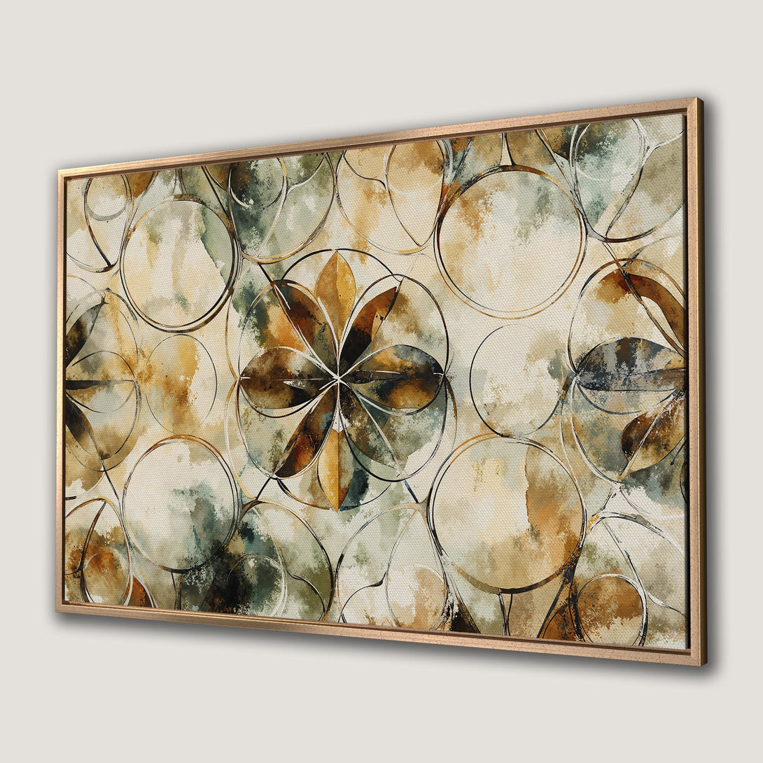 Framed Wall Art featuring an abstract floral design in a warm, earthy color palette. Perfect for adding a touch of modern elegance to your home.