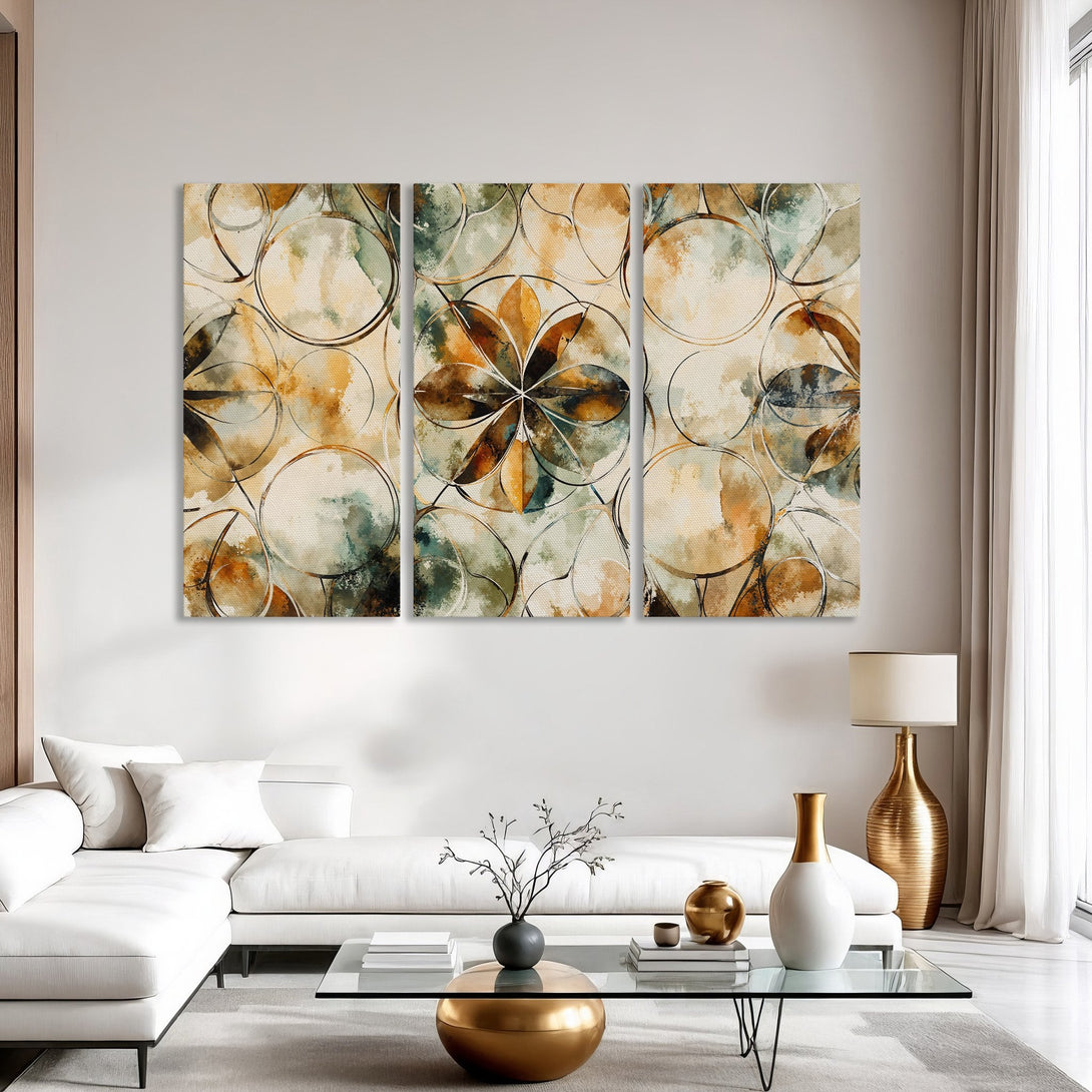 Abstract Canvas Print art in warm earth tones, perfect for modern home decor. Features a floral design with a neutral color palette.