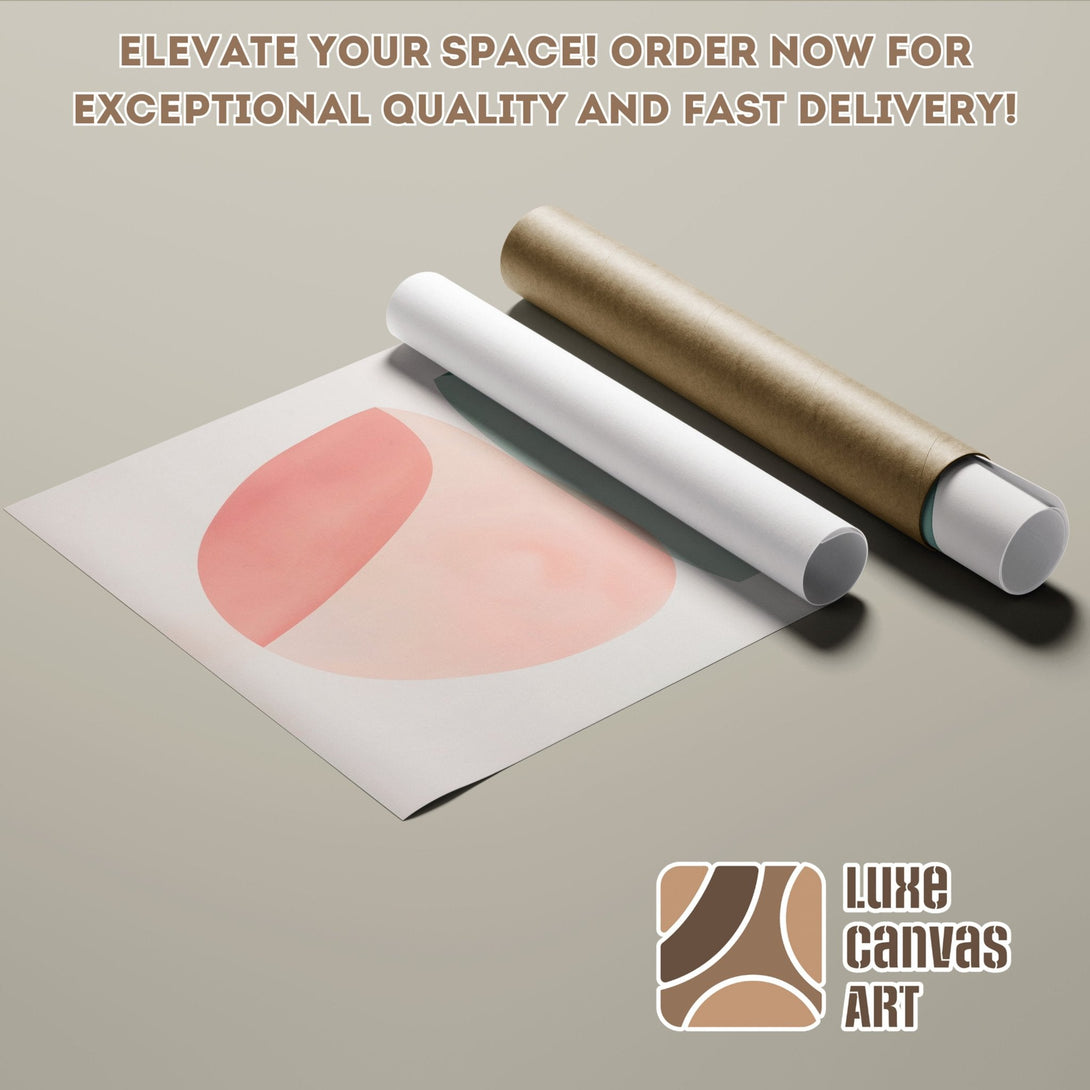 Abstract Poster Roll with soft pink and neutral color palette. Elevate your space with Luxe Canvas Art! Order now!