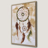 Green Brown Beige Dreamcatcher Framed Canvas Print Art