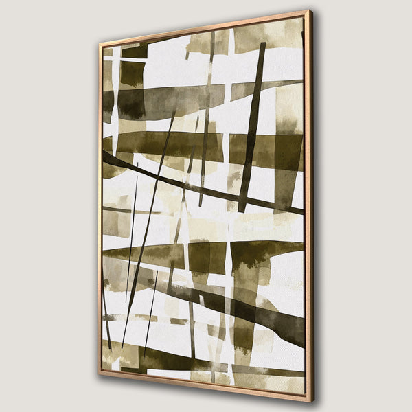 Framed Wall Art featuring an abstract watercolor design in earthy tones. Modern Canvas Print with a geometric, minimalist style, perfect for any interior.
