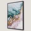 Green Gold Pink Fluid Art Canvas Print, Elegant and Vibrant