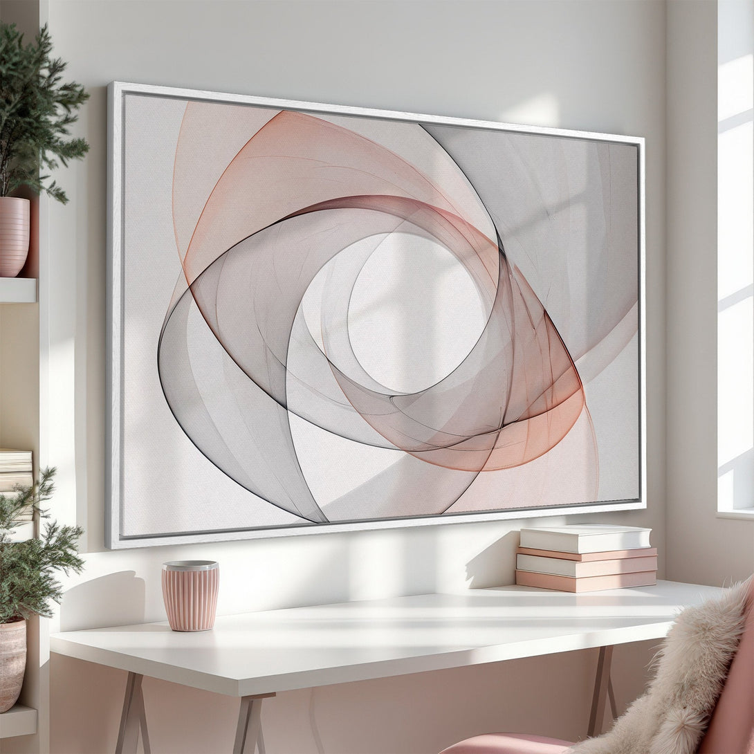 Framed Wall Art featuring abstract design in neutral tones. Modern Canvas Print with elegant, minimalist style. Perfect for adding a touch of sophistication.