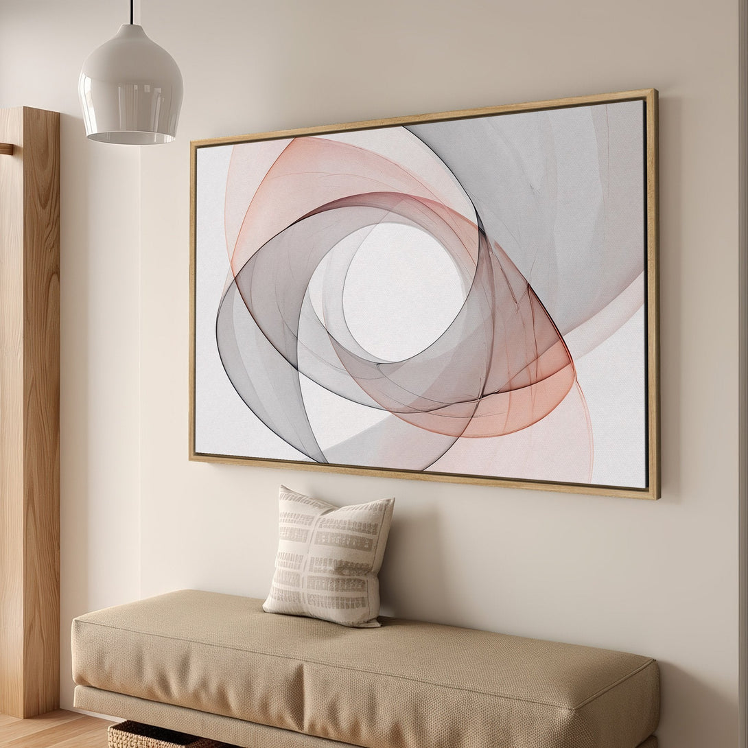Framed Wall Art: Abstract art Canvas Print in neutral tones of gray, blush, and white. Modern decor for your home.