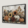 Halloween Pumpkins and Flowers Canvas Print Decor