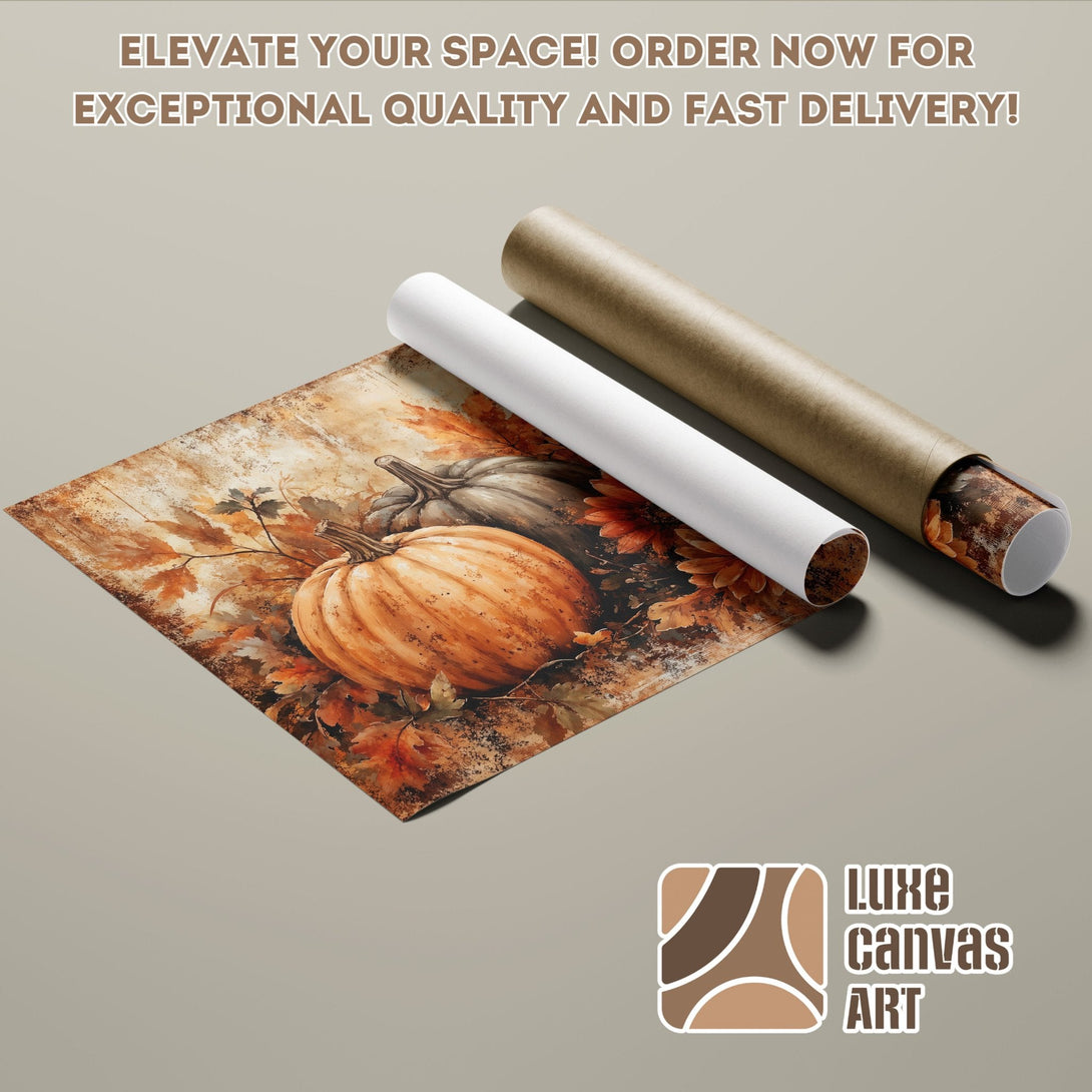 Pumpkin Poster Roll in warm autumn tones. Art print for home decor. Order now!