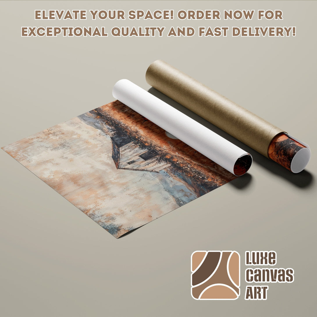 Abstract art poster roll with warm earth tones. Elevate your space with a Luxe Canvas Art Poster!