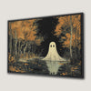 Haunted Fall Forest Canvas Print with Ghost Art