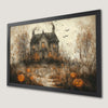 Haunted Gothic Mansion Art Poster with Jack O' Lanterns
