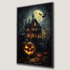 Haunted House and Jack O Lantern Canvas Print Wall Art