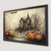 Haunted Mansion Wall Poster with Jack O Lanterns - Spooky Decor