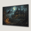Haunted Mansion with Spooky Pumpkin Canvas Print