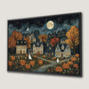 Haunted Village with Pumpkins Canvas Print Decor