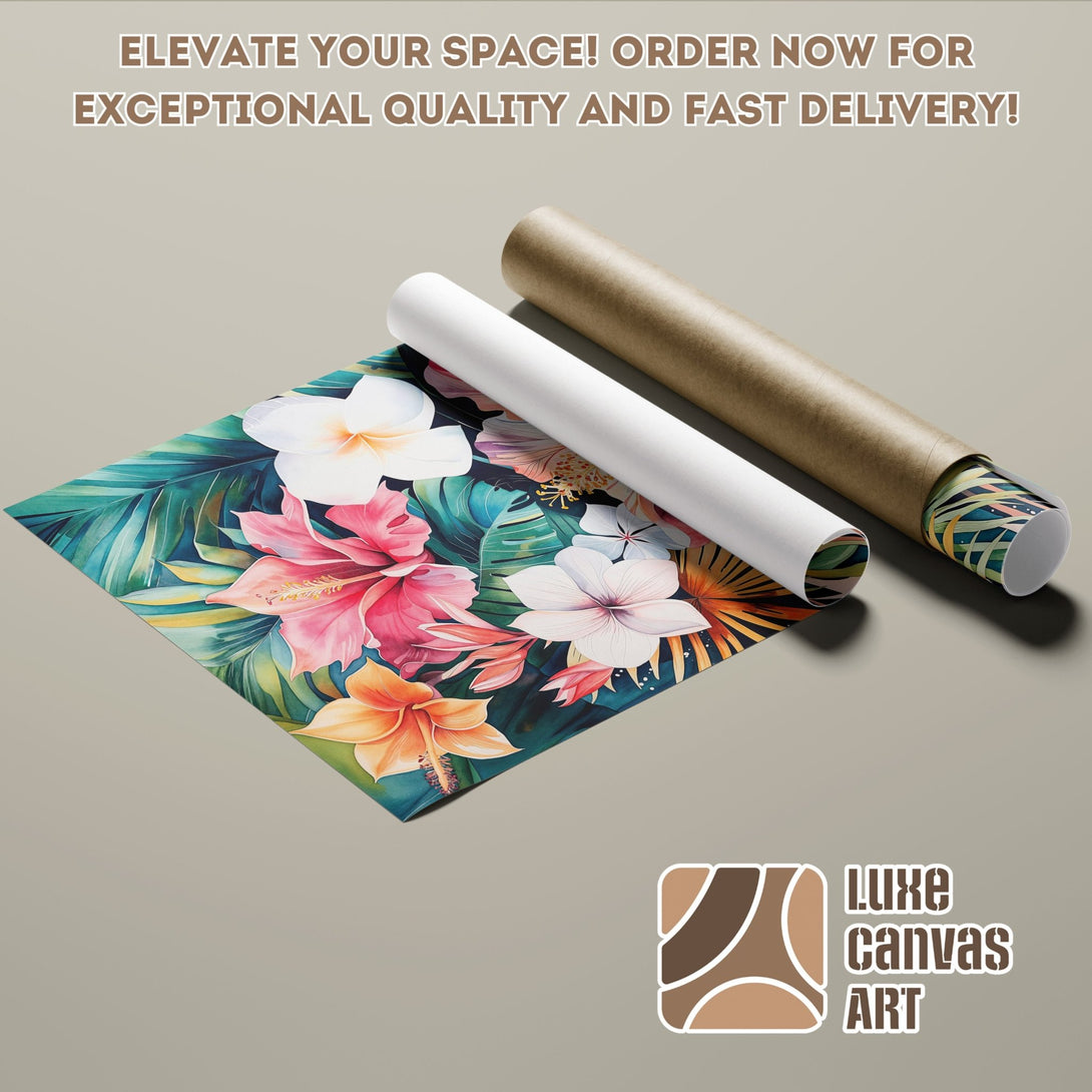 Tropical floral Poster Roll art print with vibrant colors. Perfect for home decor. Order yours today!