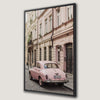 Historic City Alley Pink Car Canvas Print Vintage Decor