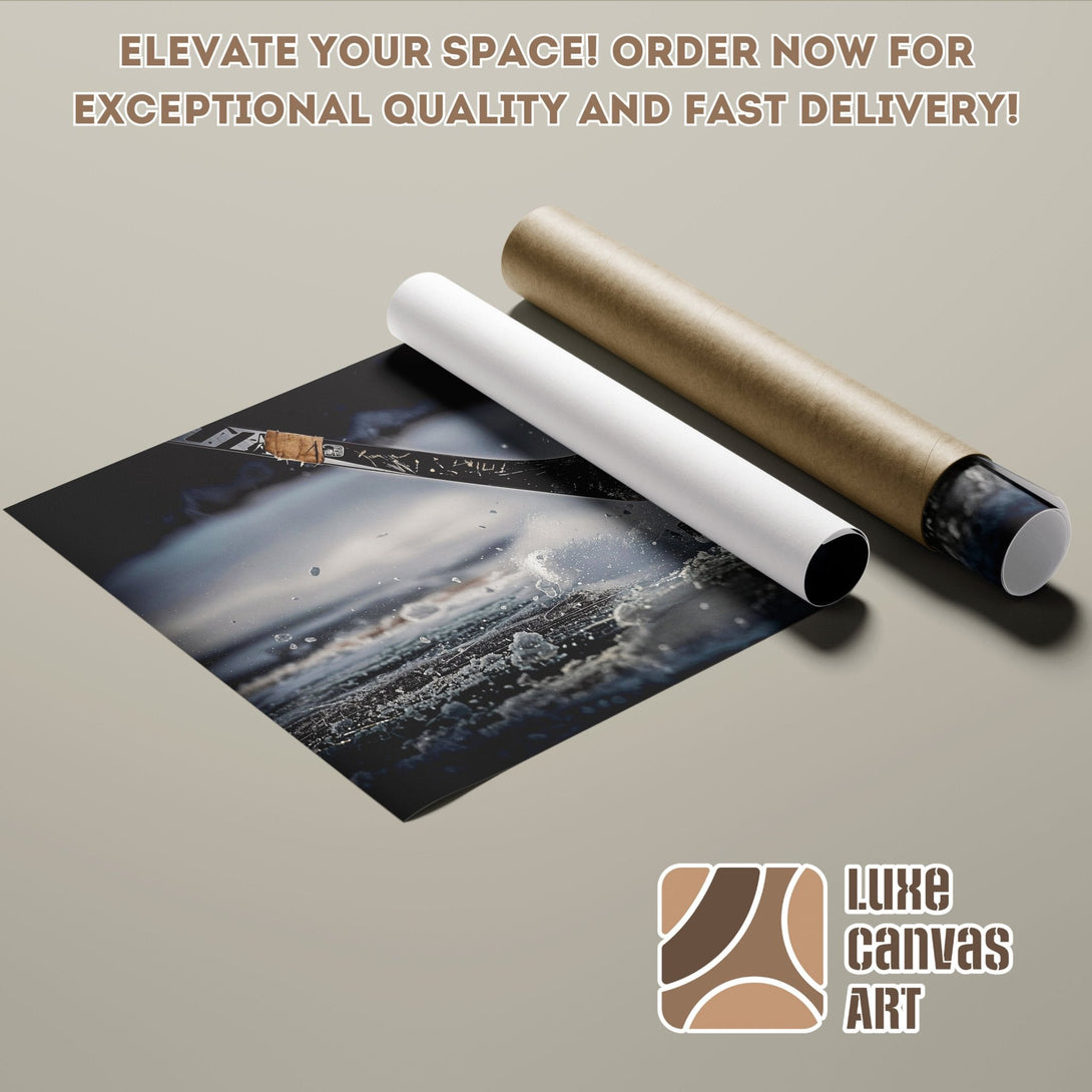 Poster Roll with a dramatic water scene, cool tones. Elevate your space with Luxe Canvas Art!