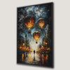 Hot Air Balloon Night Canvas Print Urban Fantasy Art