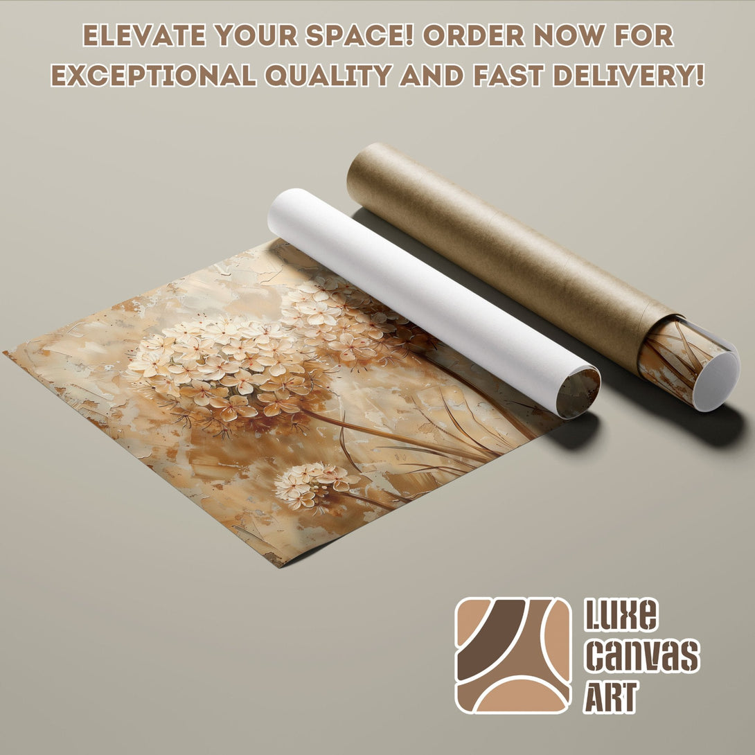 Floral art poster roll in neutral tones. Elevate your space with this stunning poster!
