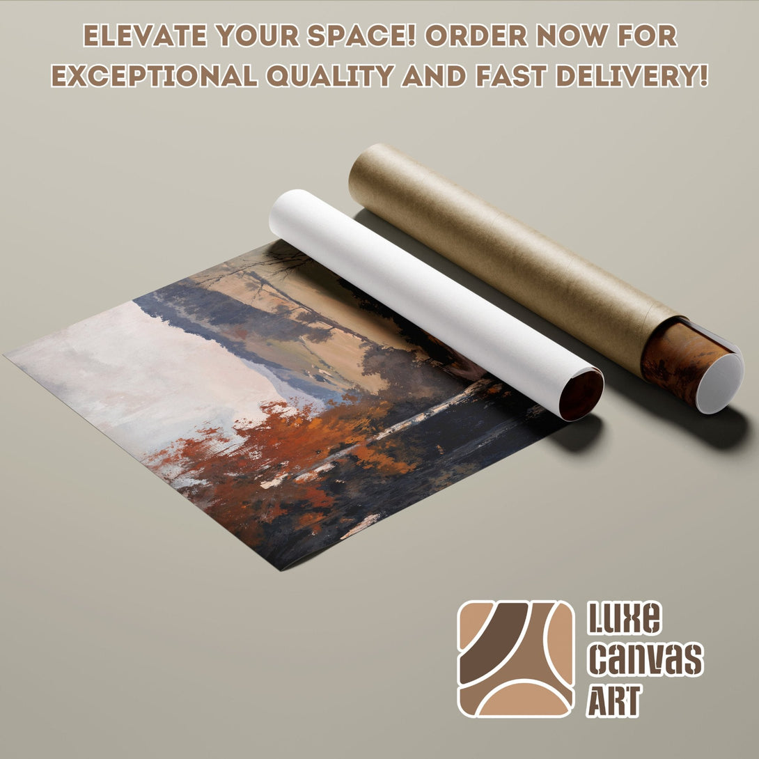 Abstract landscape poster roll with warm earth tones. Elevate your space with this art poster!