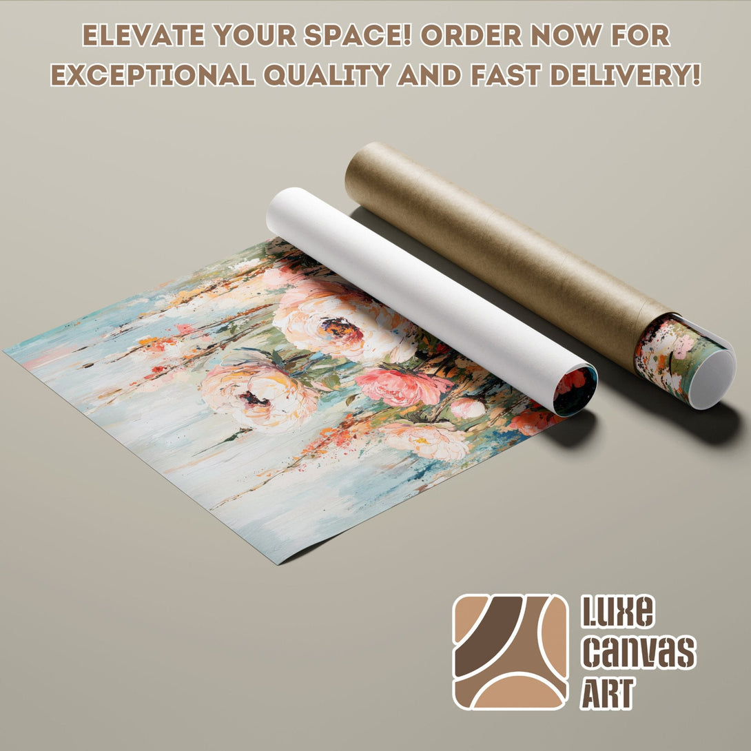 Floral abstract art Poster Roll in pastel colors, perfect for home decor. Order now!