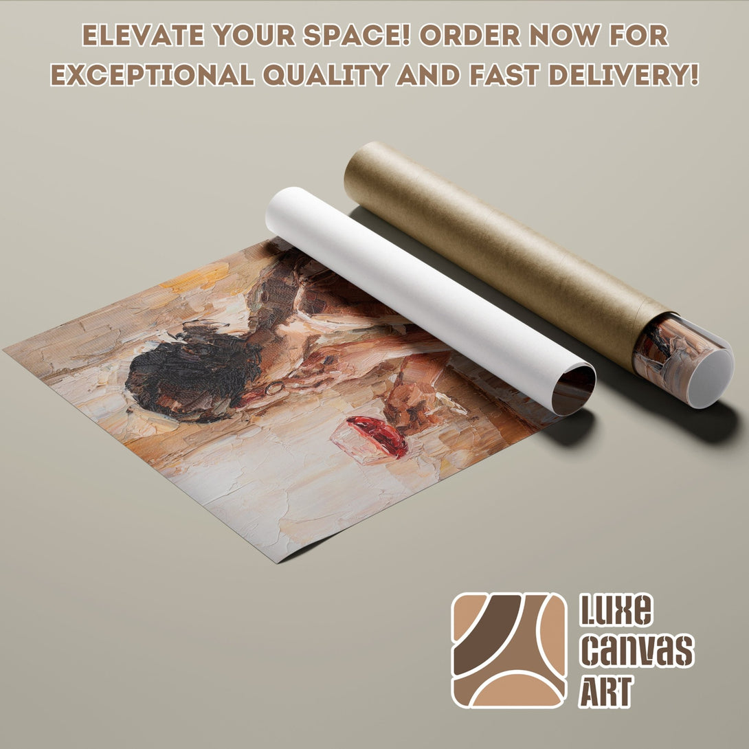 Poster Roll of abstract art with warm earth tones. Enhance your space with this stylish art piece! Order now!