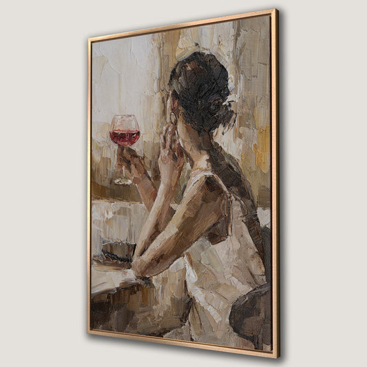 Impressionist Woman with Wine Glass Canvas Print Art
