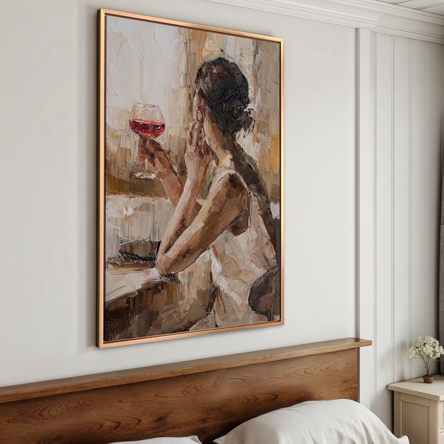 Impressionist Woman with Wine Glass Canvas Print Art