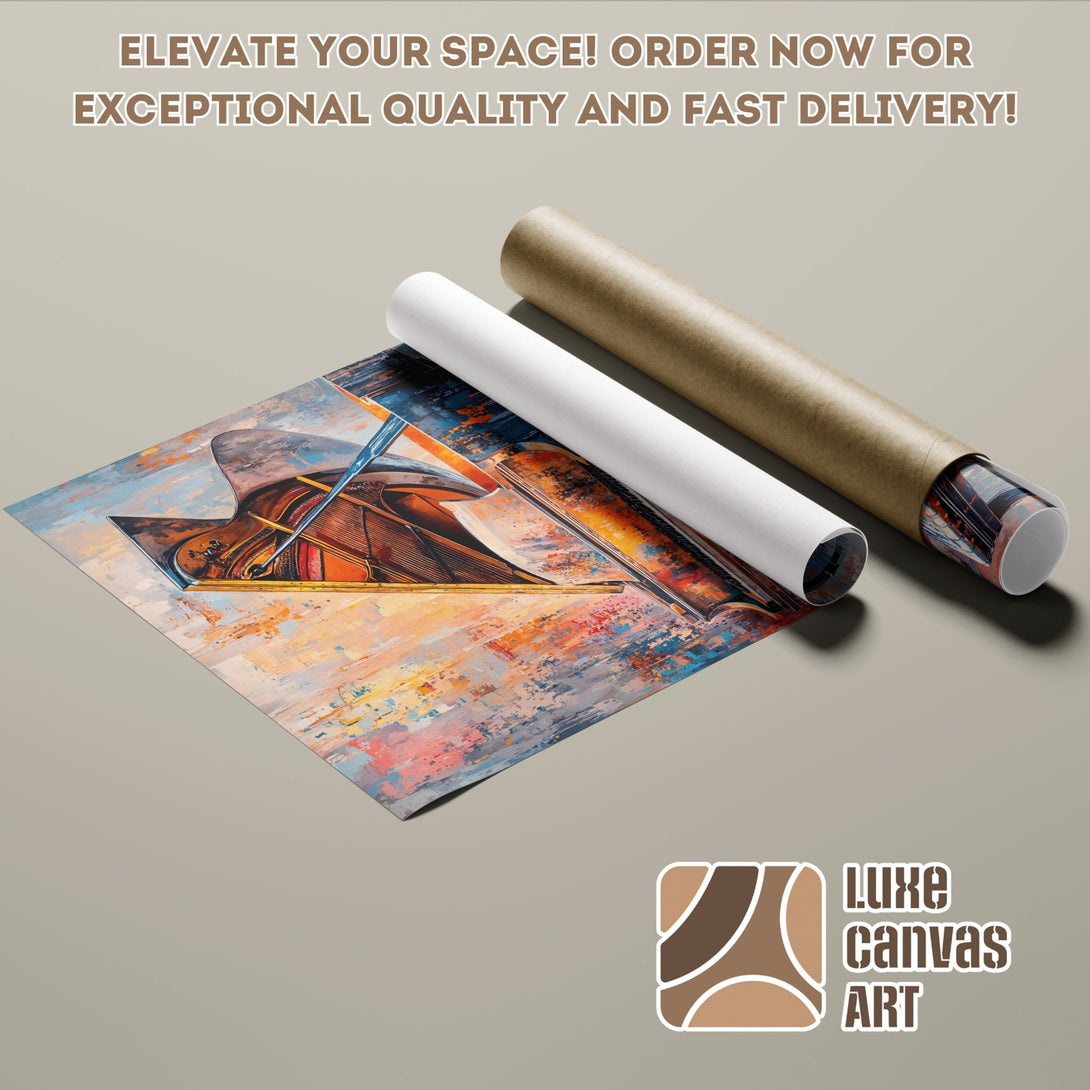 Abstract art poster roll with warm color palette. Elevate your space with this unique Poster! Order now for fast delivery.