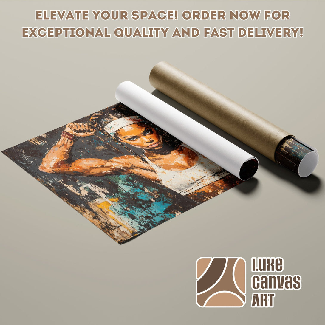 Abstract art Poster Roll with a woman's portrait, warm colors. Elevate your space!