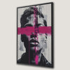 Intense Emotion Face Canvas Print with Black and Pink Streak
