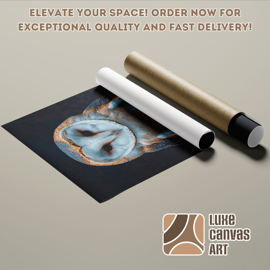 Poster Roll featuring a stunning owl portrait, showcasing a nature-inspired style with a warm, earthy color palette. Elevate your space!