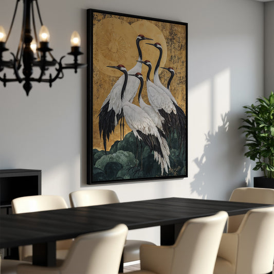 Japanese Cranes Canvas Print Graceful Wildlife Art