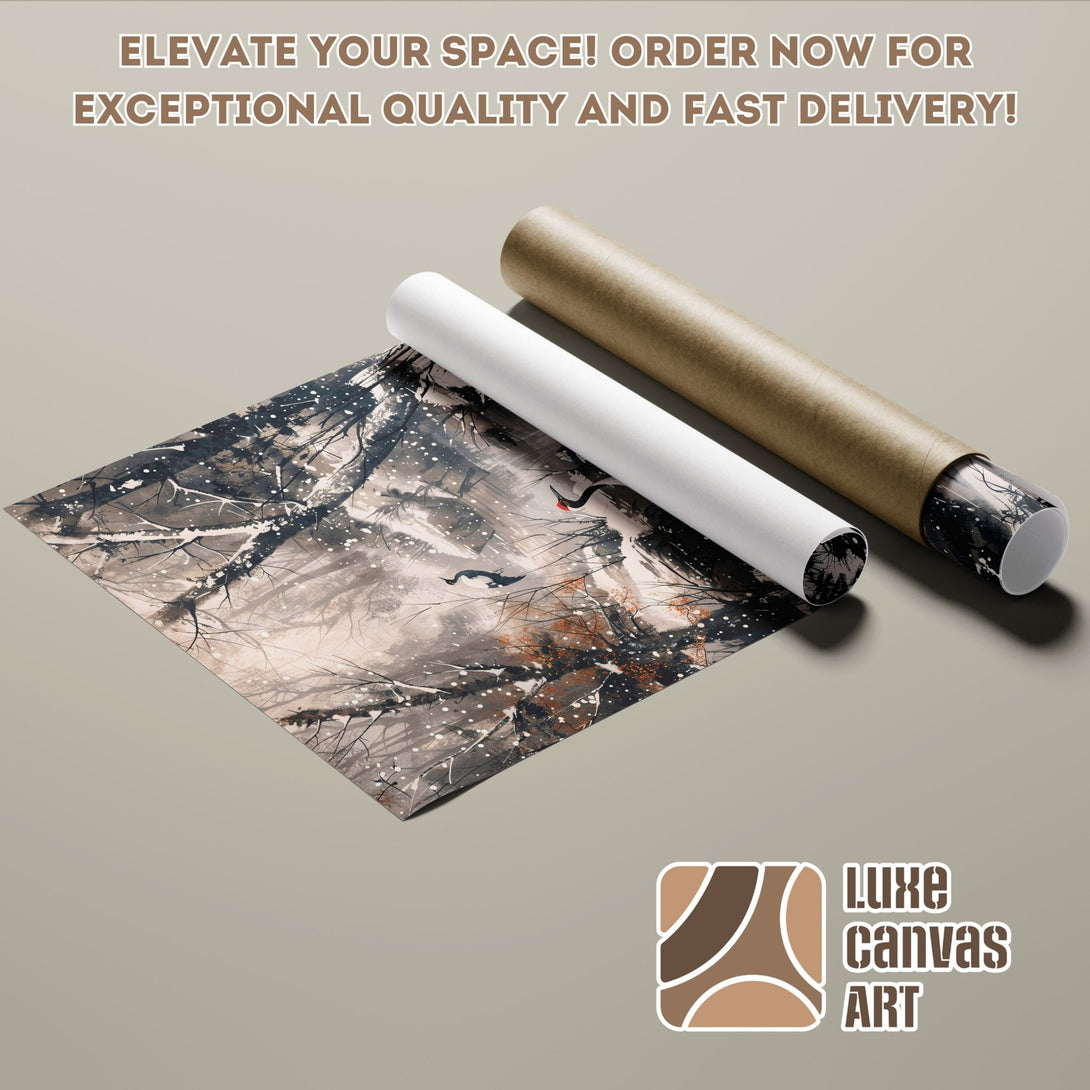 Poster Roll featuring a winter landscape art print in a neutral color palette. Elevate your space with this stunning art!