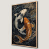 Japanese White Gold Koi Fish Swirling Water Canvas Print