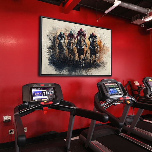 Jockeys Horse Race Painting Canvas Print Wall Art