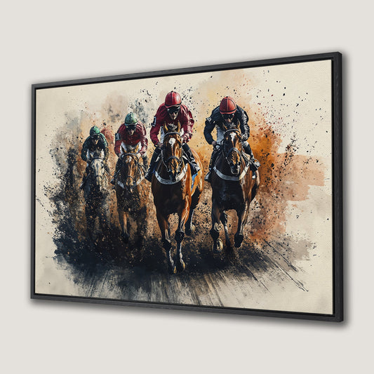 Jockeys Horse Race Painting Canvas Print Wall Art