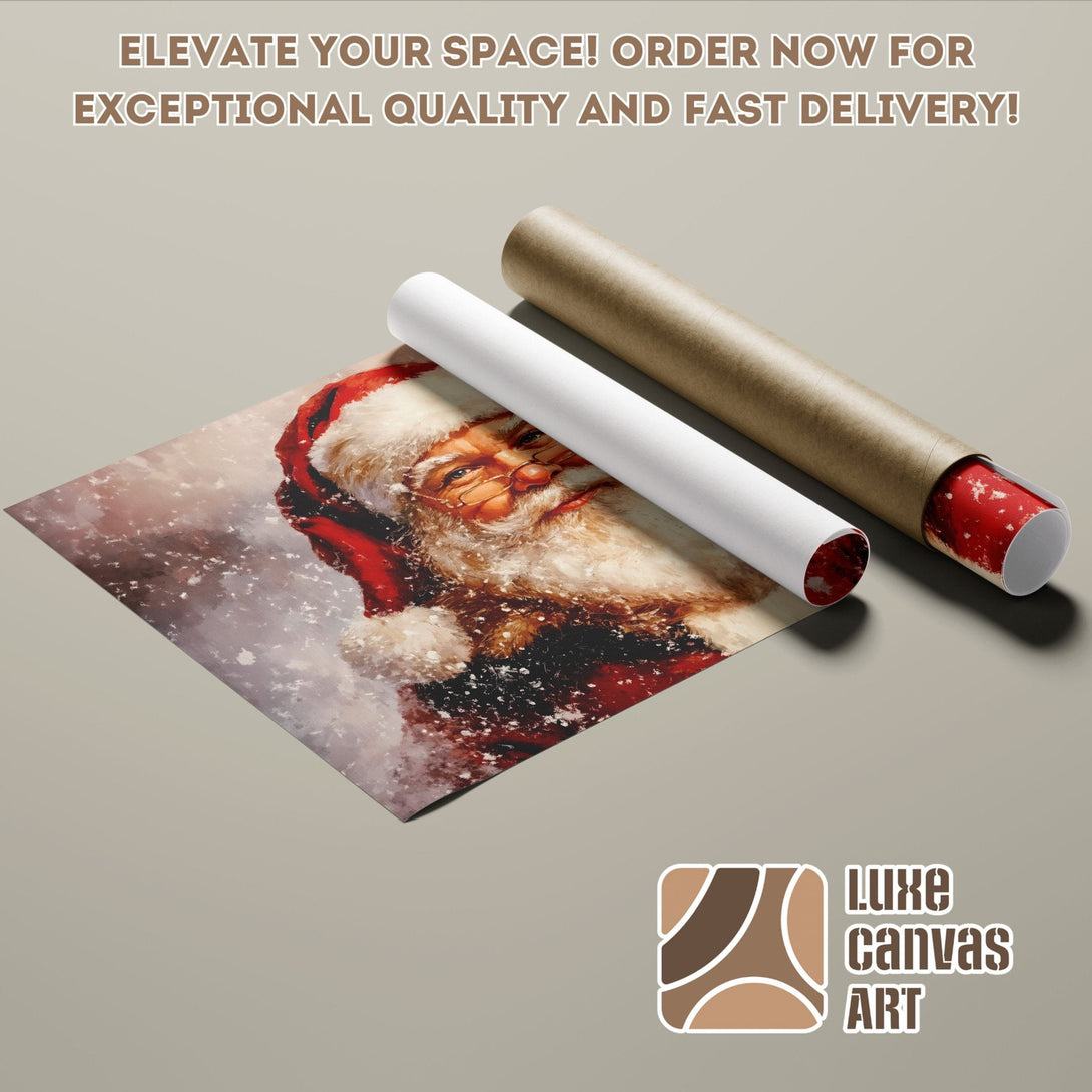 Santa Claus Poster Roll art, warm colors, perfect for holiday decor. Order now!