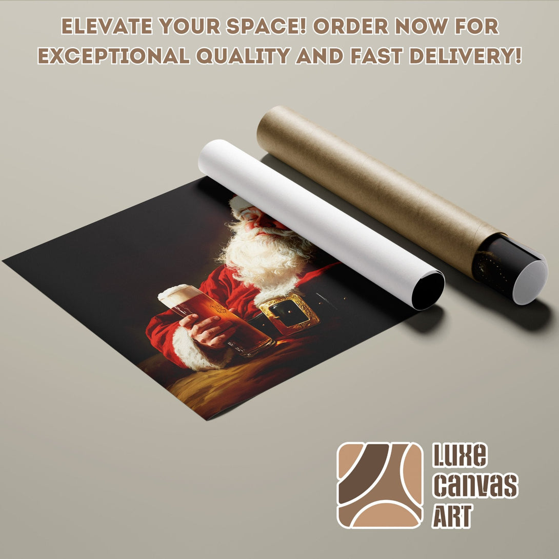 Santa Claus Poster Roll, warm color palette, art print. Order now for fast delivery!