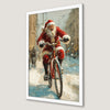 Joyful Santa Bicycle Art Poster for Holiday Cheer
