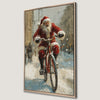 Joyful Santa on a Bicycle Holiday Canvas Print