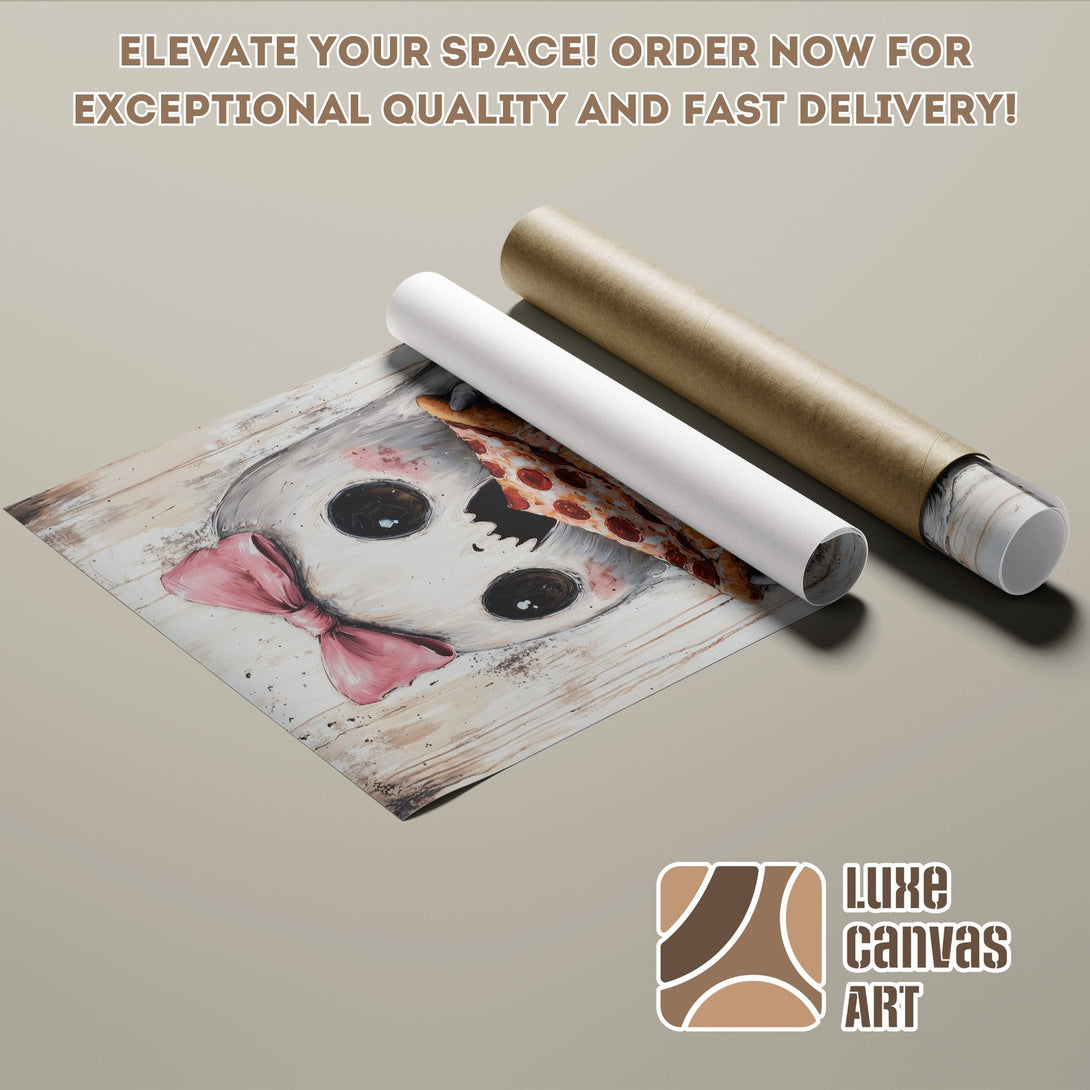 Poster Roll featuring a whimsical bunny art print in neutral tones with a pop of pink; perfect wall decor.